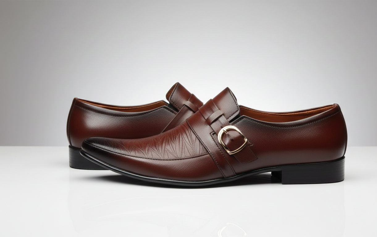 AZK Elegant Brown Buckle Formal Shoes for Men