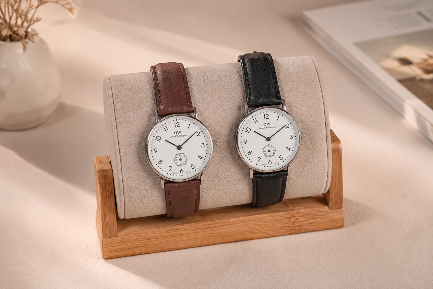Brown Leather Analog Watch for Men